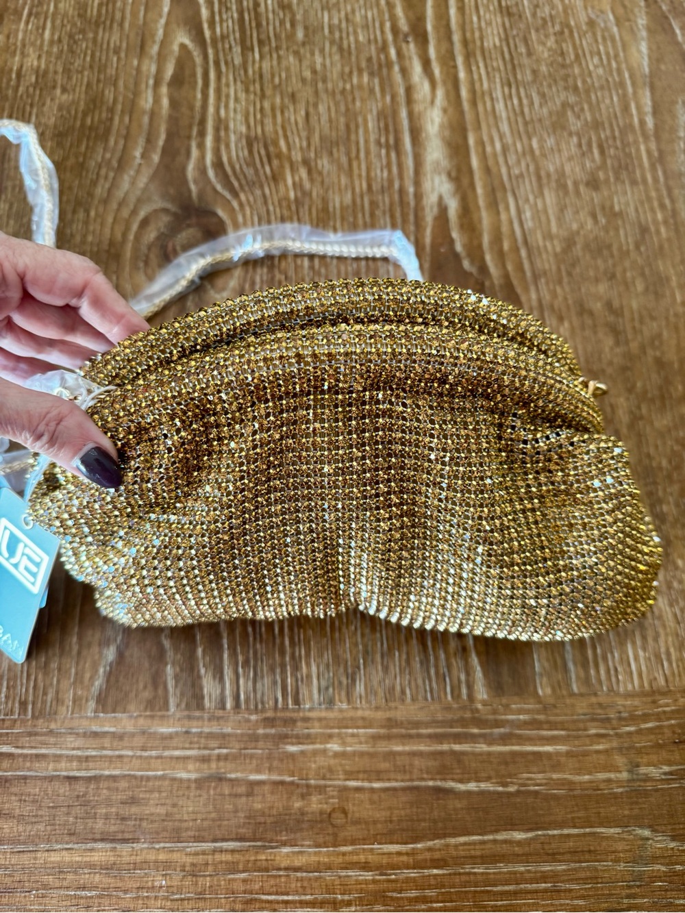 NWT Urban Expressions Mariah gold crystal evening bag - Picture 4 of 12